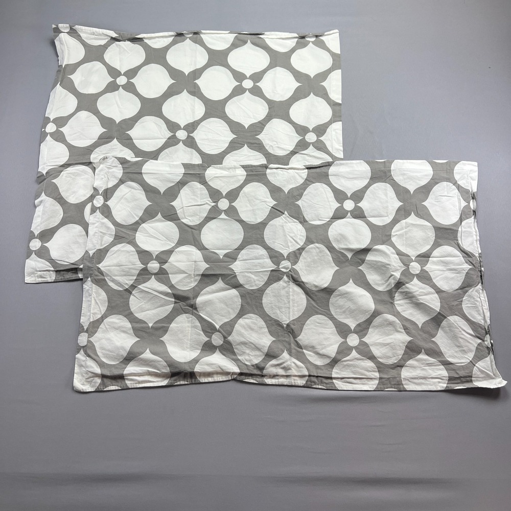 Set Of 2 Jonathan Adler Pillow Shams Gray White Geometric Print (king & Euro)